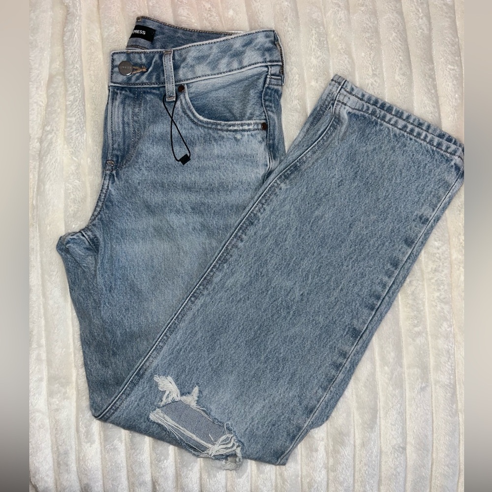 EXPRESS Light Wash Slight Distressed Jeans